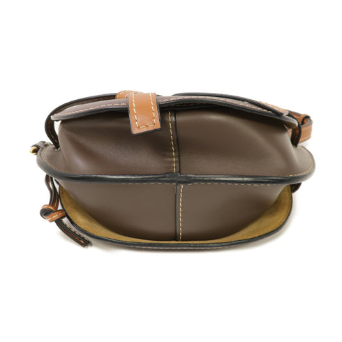 LOEWE GHW Gate Shoulder Bag Calfskin Leather Dark Purple/Brown