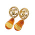 CHANEL CC Earrings L23/A Metal PVC Gold Tone Color Brown