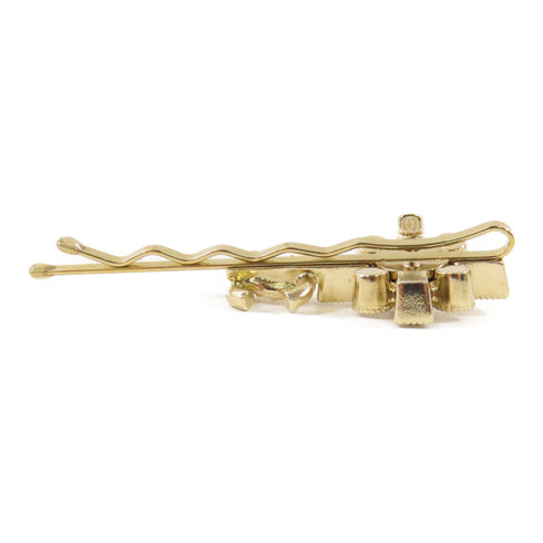 CHANEL CC Hair Clip Metal PVC Crystal Gold White