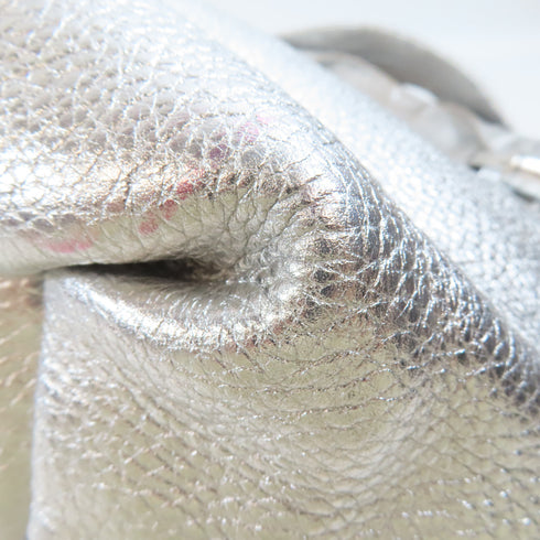 CELINE SHW Shoulder Bag Leather Silver