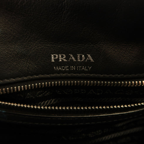 PRADA SHW Etiquette Bag Shoulder Bag Calfskin Leather 1BD123 Black