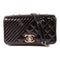 CHANEL Quilted/Herringbone CC SHW Chain Shoulder Bag Patent Leather Black