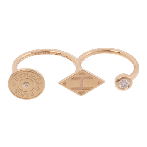 HERMES Gambade Double Diamond Ring 20G057415 18K Pink Gold HERMES#49 US#5.5/4