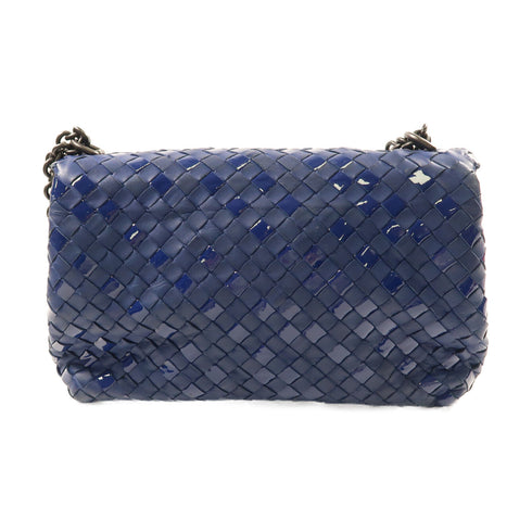 BOTTEGA VENETA BV Shoulder Bag Lambskin Leather Navy Blue