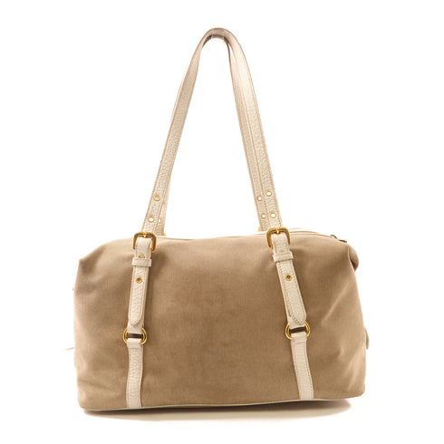 PRADA GHW Tote Bag Canvas BL0600 Brown White