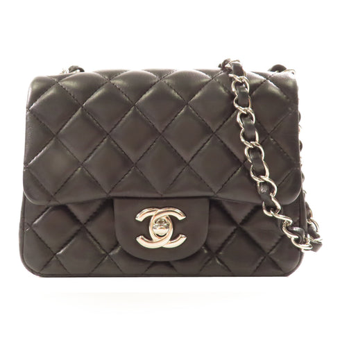 CHANEL CC SHW Mini Classic 17 Chain Shoulder Bag A35200 Lambskin Black