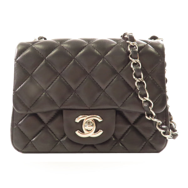CHANEL CC SHW Mini Classic 17 Chain Shoulder Bag A35200 Lambskin Black