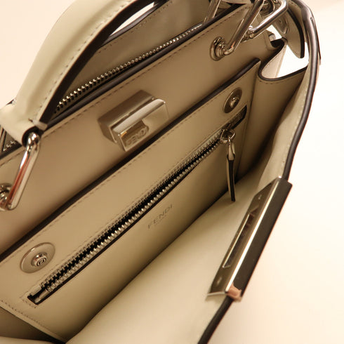 FENDI SHW Peekaboo 2Way Shoulder Handbag Calfskin Leather 7VA530 White