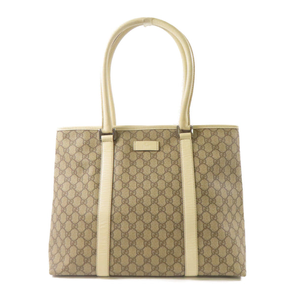 GUCCI GG SHW Tote Shoulder Bag 114288 Coated Canvas Brown/White