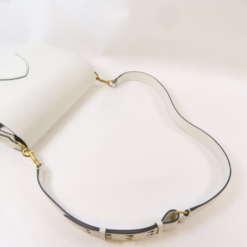 BURBERRY GHW Shoulder Bag Calfskin Leather White