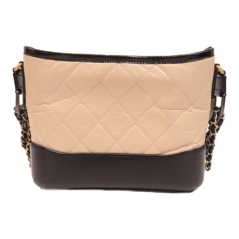 CHANEL Quilted CC GHW/SHW Mini Gabrielle Shoulder Bag Lambskin Leather Pink/Black