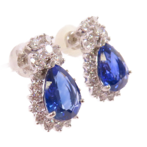 FINE JEWELRY 3.844ct Sapphire 0.92ct Diamond Earrings 18K White Gold
