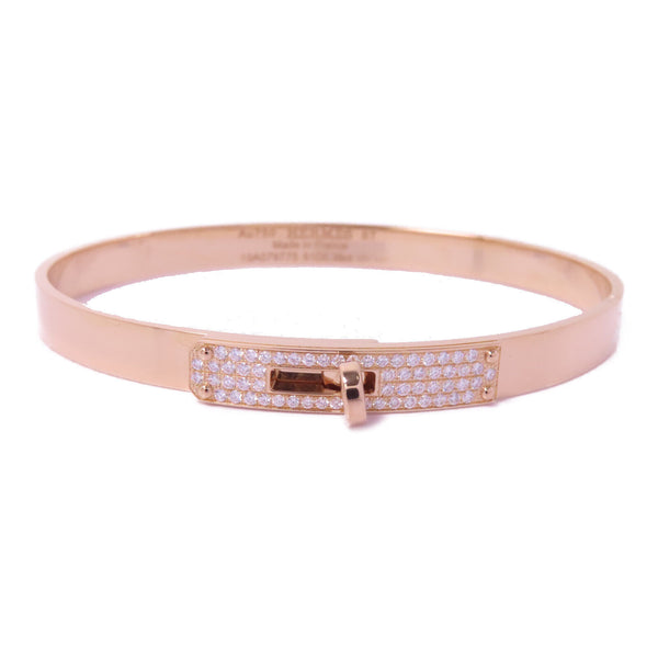 HERMES 0.26ct Diamond Bracelet Bangle 18K Pink Gold