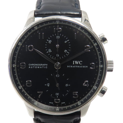 IWC Portuguese Chronograph Automatic Watch IW371438 Stainless Steel Black