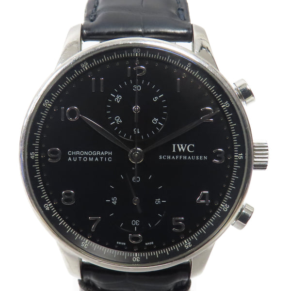 IWC Portuguese Chronograph Automatic Watch IW371438 Stainless Steel Black