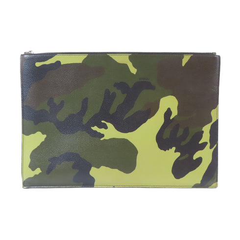 GIVENCHY SHW Pouch Clutch Bag Calfskin Leather Green