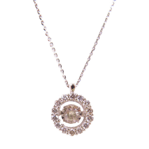 Fine Jewelry 0.11ct/0.18ct Diamond Necklace 18K White Gold