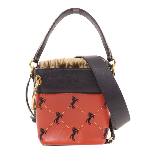 Chloe GHW Roy Bag 2 Way Shoulder Bag Handbag Calfskin Leather Red/Navy