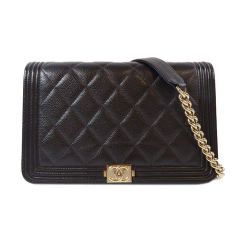 CHANEL Quilted CC GHW Boy WOC Wallet On Chain Shoulder Bag AP1117 Caviar Black