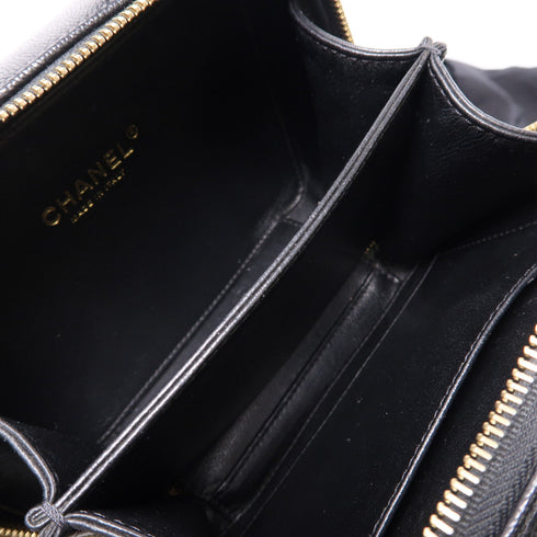 CHANEL CC GHW Vanity Case 2way Chain Shoulder Bag A93342 Calfskin Leather Black