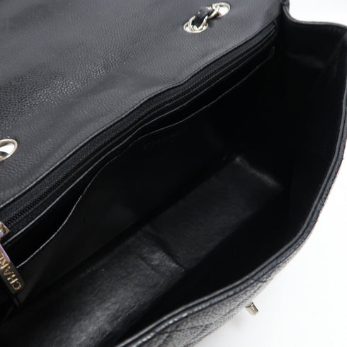 CHANEL Quilted CC SHW Classic Jumbo Chain Shoulder Bag Leather Black