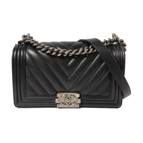 CHANEL CC SHW Boy Chanel 25 Chain Shoulder Bag A67086 Calfskin Leather Black