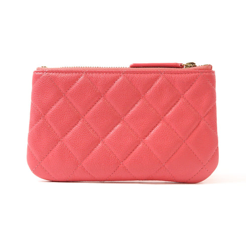 CHANEL CC GHW Mini Pouch Calfskin Leather Pink