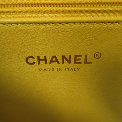 CHANEL CC GHW Quilted Filigree Vanity Case 2 Way Bag Calfskin Leather Yellow
