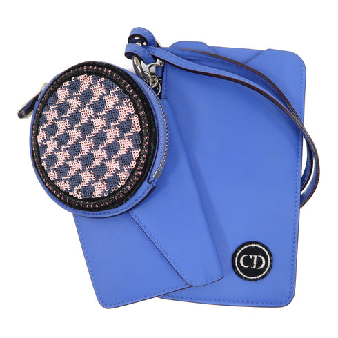 Christian Dior CD SHW Accessories Pouch Shoulder Bag Lambskin Leather Blue