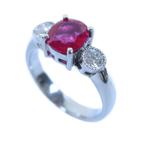 Fine Jewelry 1.34ct Ruby 0.39ct Diamond Ring US#6.5 6.3g PT900 Platinum
