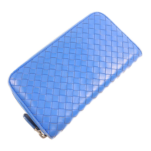 BOTTEGA VENETA BV Long Wallet Intrecciato Leather Blue