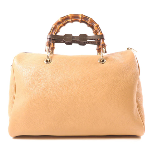 GUCCI GG GHW 2 Way Shoulder Bag Handbag Calfskin Leather Bamboo