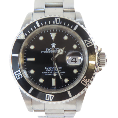 ROLEX Submariner Date Automatic Wristwatch 16610 Stainless Steel Black #18cm