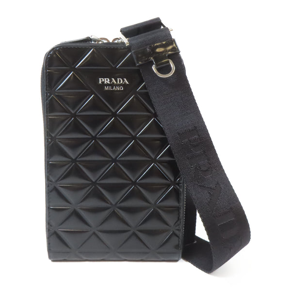 PRADA SHW Leather Phone Case Shoulder Bag 2ZT058 Leather Black