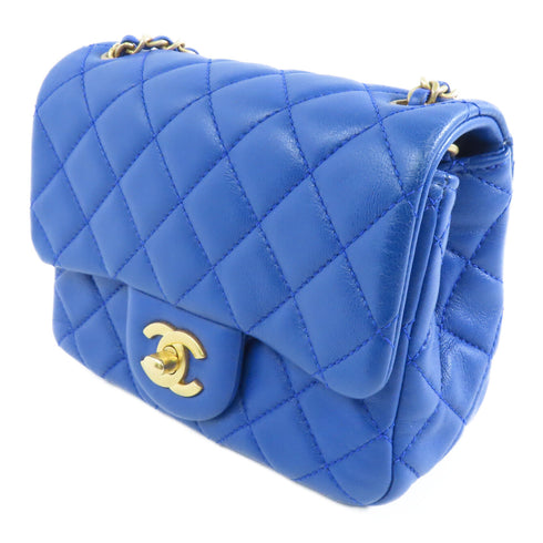 CHANEL Quilted CC GHW Mini Square Chain Shoulder Bag AS1786 Leather Blue