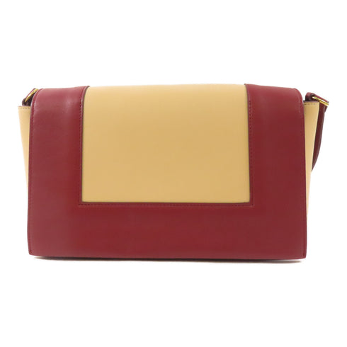 CELINE GHW Shoulder Bag 180263 Lambskin Leather Apricot Color Red
