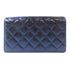 CHANEL Quilted CC SHW Long Wallet Calfskin Leather Blue
