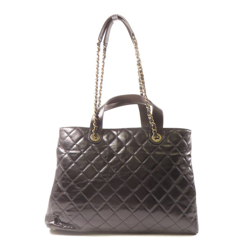 CHANEL Black Diamond-grained cowhide leather/snakeskin leather Shoulder Tote...