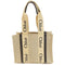 Chloe Woody Tote Bag Canvas Beige Navy Blue