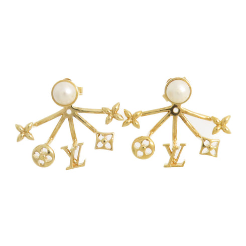 LOUIS VUITTON LV Cruiser Earrings M00601 Metal PVC Gold Tone Color White