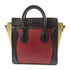 CELINE GHW Nano Luggage 2 Way Bag Suede Calfskin Leather Red Black Beige
