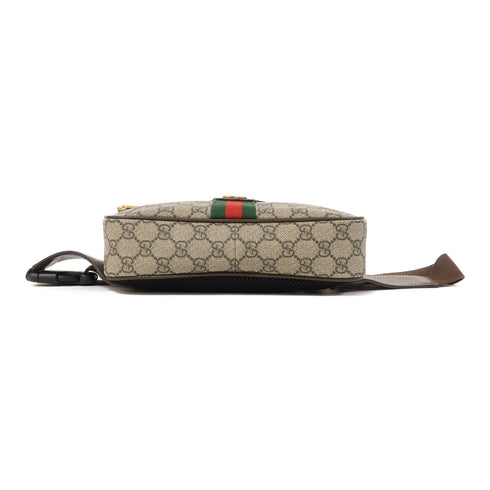 GUCCI GG GHW Waist Bag Coated Canvas Brown