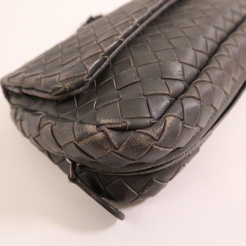 BOTTEGA VENETA Cowhide Leather Chain Shoulder Bag Shoulder Bag Gray Calfskin...