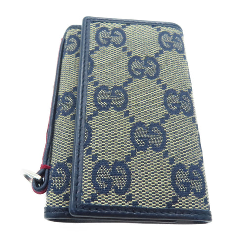 GUCCI GG Key Holder Canvas Navy