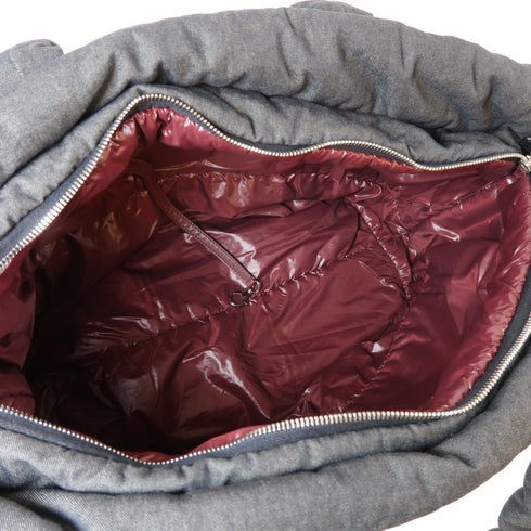 CHANEL Quilted CC SHW Coco Cocoon Tote Bag Canvas Grey