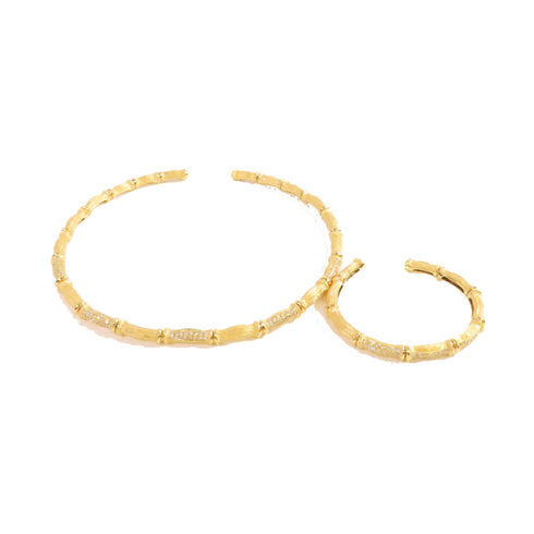 FINE JEWELRY 1.55ct Diamond 0.89ct Diamond Necklace Bangle Set 18K Yellow Gold