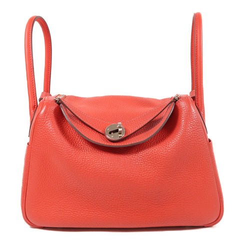 HERMES PHW Lindy 26 2 Way Shoulder Bag Clemence Leather Rose Jaipur