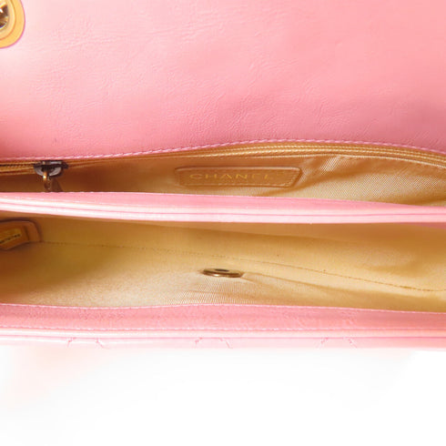 Chanel CC Chain Shoulder Bag Lambskin Leather Pink