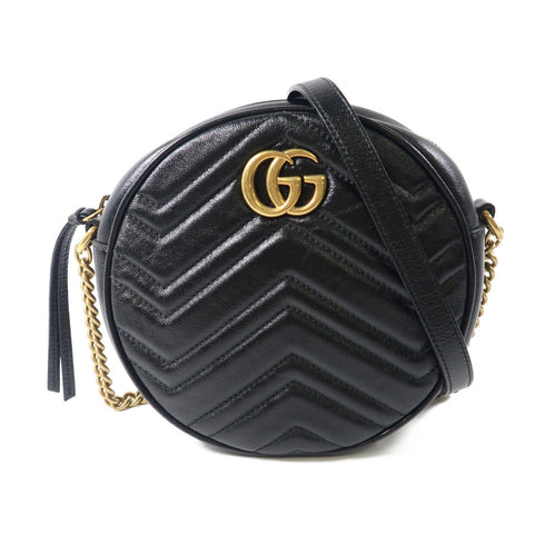 GUCCI GG Marmont GHW Chain Shoulder Bag 550154 Calfskin Leather Black