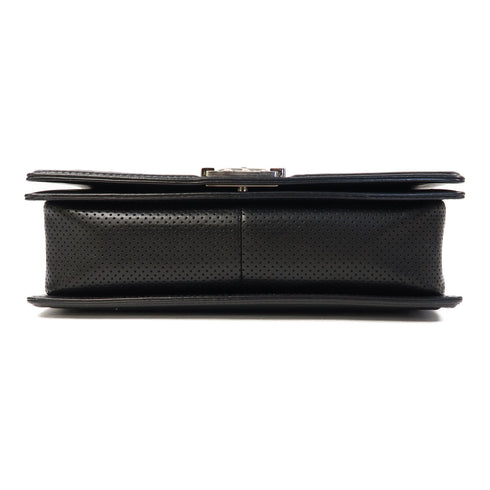 CHANEL Quilted CC SHW Boy 28cm Chain Shoulder Bag Calfskin Leather Black